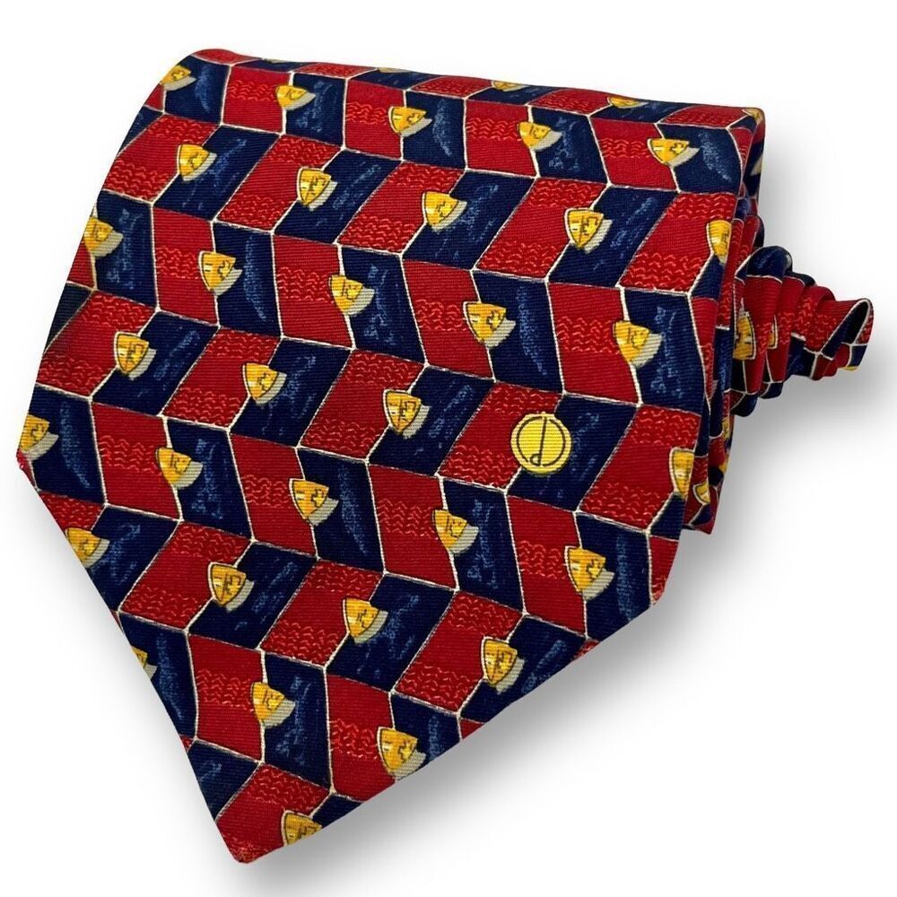 DUNHILL Men’s Designer Logo and Shield Geometric 100% Silk Tie